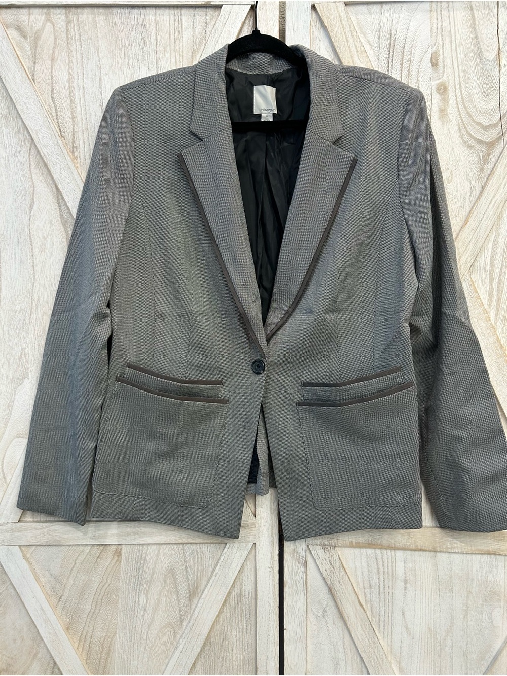 Halogen Gray Single-Button Notch Lapel Blazer